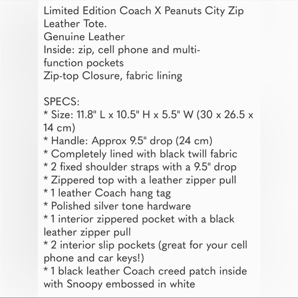 Peanuts x Coach Tote, NWT-offers welcome - Picture 13 of 13